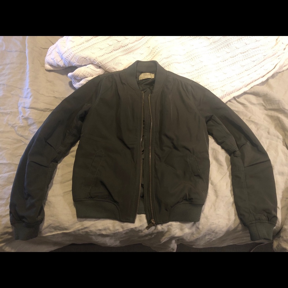 Maison Cinqcent 500 dark army green bomber jacket